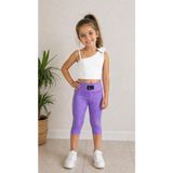 Aselin Kids Kız Çocuk Ribana Taytlı Yazlık Takım Esnek Kumaş Spor Set - 4 – 5 Yaş - Mor