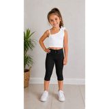 Aselin Kids Kız Çocuk Ribana Taytlı Yazlık Takım Esnek Kumaş Spor Set - 5 - 6 Yaş - Siyah