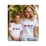 ASELİNDA Anne-Kız Kalp Baskılı T-shirt ,Bisiklet Yaka Tişört/T-SHİRT (TEK ADET FİYATIDIR.)