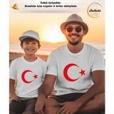 ASELİNDA Ay Yıldızlı (TÜRK BAYRAKLI TİŞÖRT) Beyaz Kombin Tişört (kombin yapmak için 2 ürün ekleyiniz)