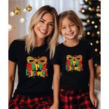 Aselinda Fiyonklu Merry Christmas Baskılı Anne-Kız Kombin Tişört (Kombin Yapmak İçin 2 Ürün Ekleyiniz)