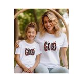 ASELİNDA Good Baskılı Anne kız kombin Tişört (tekli üründür kombin için sepete 2 adet ekleyiniz)