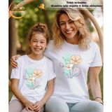 Aselinda Soft Çiçek Baskılı Anne-Kız Kombin Tişört (Kombin Yapmak İçin 2 Ürün Ekleyiniz)