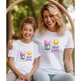 Aselinda Stayl Cool Dondurma Ve Güneş Baskılı Anne-Kız Kombin Tişört (Kombin Yapmak İçin 2 Ürün Ekleyiniz)