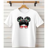 Aselinda Yeni Yıl Özel Tasarım Kadın T-Shirt -Bisiklet Yaka Beyaz Tişört