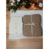 AselSoft Puf Alize Battaniyesi ve Yeleği - 80 x 80 cm - Kahverengi