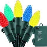 ASENEK Pille Çalışan Şerit Işıklar - 5,5 m 50 LED C3 Dize Işıklar Noel Işıkları İç Mekan Dış Mekan Noel Ağacı Çelenk Parti Dekorasyonu, Su Geçirmez, Çok Renkli