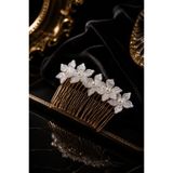 Asensa Gold&Beyaz İncili Nişan Tokası, Nişan Saç Aksesuarı, İncili Tarak Toka, Saç Pini, Nikah Tokası