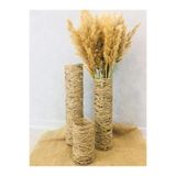 Asenya Hasır Örgü Vazo 3'lü Set, 20 cm 40 cm 50 cm, Doğal