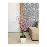 Asenya Yapay Çiçek, 80-100 cm, Pembe Bahar Dalı, Saksıda Yapay Bitki Ağacı