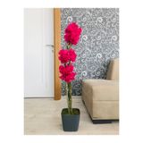 Asenya Yapay Çiçek Bahar Dalı, 40-80 cm, Fuşya, Doğal Yosunlu Saksı Dahil