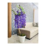 Asenya Yapay Mor Salkım Ağacı, 80-90 cm, Bonsai Ağacı, Doğal Gövde, Krem Saksılı