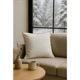 Ases Design Dekoratif Kırlent Kılıfı - Beyaz Sarı Biyeli Duck Kumaş - Düz Renk - 45 x 45 - 45 x 45 cm