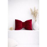 Ases Design Kadife Fiyonk Tasarımlı Dekoratif Kırlent - 40 x 45 cm - Koyu Kırmızı