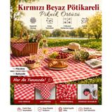 Ases Design Kırmızı Pötikareli Jüt Piknik Örtüsü 100 x 160 cm Dikişli Pratik Kullanım