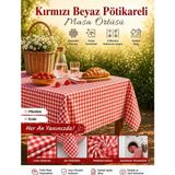 Ases Design Kırmızı Pötikareli Piknik Örtüsü Jüt Materyal ile Şık ve Dayanıklı 80 x 80 cm