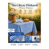 Ases Design Mavi Beyaz Pötikareli Piknik Örtüsü Masa Örtüsü Sofra Bezi Çok Amaçlı Kareli Balkon Bahçe Kamp Örtüsü