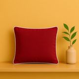 Ases Design Modern Yılbaşı Konseptli - Dekoratif Kırlent Kılıfı - Kırmızı - Beyaz Biyeli Duck Kumaş - Düz Renk - 45 x 45 - 45 x 45 cm