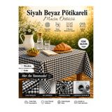 Ases Design Siyah Beyaz Pötikareli Piknik Örtüsü Masa Örtüsü Sofra Bezi Kareli Balkon Bahçe Kamp Örtüsü