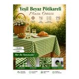 Ases Design Yeşil Beyaz Pötikareli Piknik Örtüsü Masa Örtüsü Sofra Bezi Kareli Balkon Bahçe Kamp Örtüsü