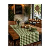 Ases Design Yeşil Beyaz Pötikareli Runner Masa Üstü Dekoratif Örtü 40x140 Cm