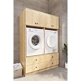 Ases Mobilya Ases Elz533 Çamaşır Ve Kurutma Makinesi Dolabı Extra Boy 4 Kapak 4 Çekmece Bej