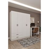 Ases Mobilya Ases HDF5358 Genç Odası Gardırop ve Çalışma Masası Hediyeli Beyaz - Safir Meşe