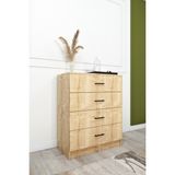 Ases Mobilya ESL0225 Şifonyer 4 Çekmeceli Yatak Odası Bebek Odası Çocuk Odası Beyaz 100 x 80 cm - Safir Meşe