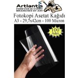 Asetat Kağıdı Pvc A3 100 Adet 100 Micron Fotokopi Asetatı Şeffaf A3 Kağıdı 29.7X42 Projektör Tepegöz