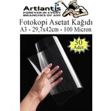 Asetat Kağıdı Pvc A3 50 Adet 100 Micron Fotokopi Asetatı Şeffaf A3 Kağıdı 29.7X42 Projektör Tepegöz