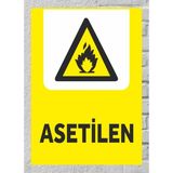 Asetilen Uyarı Levhası Tabela Levha 24X34 cm Polikarbon - 24 x 34 cm