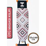 Asev Home Büyük Boy Ütü Masası Kılıfı 55 x 140 cm İpli Stoperli Keçeli Örtü Mezopotamya Desenli