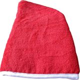 Asev Home Lastikli Ayarlanabilir %100 Pamuklu Saç Bonesi Saç Havlusu kırmızı – Terletmeyen Duş ve Kuaför Bonesi - 50 x 70 cm