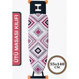 Asev Home Ütü Masası Kılıfı Keçeli Ipli Stoperli Büyük Boy 55X140 cm Asya - Çok Renkli - 55 x 140 cm