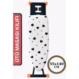 ASEV HOME Ütü Masası Kılıfı Keçeli İpli Stoperli Büyük Boy 55x140 cm BLACK LOVE