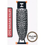 ASEV HOME Ütü Masası Kılıfı Keçeli İpli Stoperli Büyük Boy 55x140 cm GRAY LEOPAR