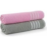 Asev Tekstil 2lı 70X140 Banyo Havlusu - 70 x 140 cm - Yeşil - Pembe
