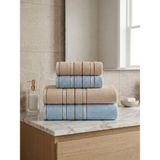 Asev Tekstil 90X150 & 50X90 cm Nevora Serisi 4’lü Banyo Havlu Seti – Hamam Seti - Mavi - Bej - 90 x 150 cm - 50 x 90 cm