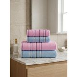 Asev Tekstil 90X150 & 50X90 cm Nevora Serisi 4’lü Banyo Havlu Seti – Hamam Seti - Mavi - Pembe - 90 x 150 cm - 50 x 90 cm