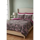 Asev Tekstil Premium Wellsoft Silikon Dolgulu Çift Kişilik Yorgan + Yastık Kılıfı Set - Uyku Seti - Pembe - 195 x 215