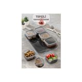 Asey Home Violet Tepsili Kahvaltılık Saklama Kabı - 6'lı Kapaklı Kahvaltı Takımı Seti