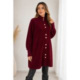 ASEZ BUTİK ZERAFETİN ADRESİ Asez Butik Kadın Haki Dik Yaka Düğme Detaylı Yumuşak Dokulu Peluş Triko Uzun Hırka/Tunik 9020