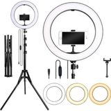 Asfal 12 inç LED Işıklı Telefon Tutuculu 210 cm Tripod Youtuber Kuaför Makyaj Tiktok Işığı