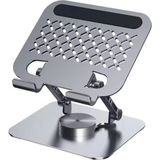 Asfal 14 Inçe Kadar Uyumlu Metal 360° Dönen Katlanabilir Telefon Bilgisayar ve Tablet Standı Tablet Tutucu - Füme