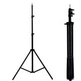 Asfal 200 cm Metal Tripod Fotoğraf Stüdyo Lamba Tutucu Lamba Işık Ayağı Tripot+Telefon Tutucu - Siyah