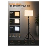 Asfal 210 cm Tripodlu LED Video Işığı, 3 Renk Modlu 3000K-6500K Ayarlanabilir Fotoğraf ve Stüdyo Çekim Lambası