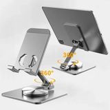 Asfal 360° Dönen Metal Masaüstü Telefon Standı Açısı Ayarlanabilir Katlanabilir Telefon Tutucu - Gümüş - Gri
