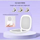 Asfal 5x Büyüteçli, 3 Renk LED Işıklı, Taşınabilir, Katlanabilir, Şarjlı, Cep Boy Makyaj Aynası - Renkli