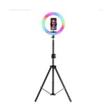 Asfal 8 Inç 20 cm Rgb Işık Çok Renkli LED Make Up Selfie Işığı 210 cm Tripot Selfie Çubuğu Tiktok Işığı