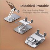 Asfal Katlanabilir Yükseklik Ayarlı Metal Masaüstü 360° Dönen Telefon ve Tablet Standı, Tablet Tutucu Telefon Tutucu Ipad Standı - Gümüş - Gri